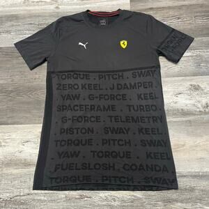 Puma Scuderia Ferrari Black Mens Medium Logo All Over Print AOP Racing T-Shirt